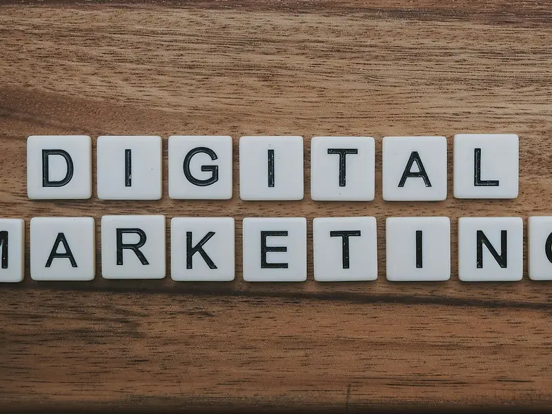Letter tiles spelling digital marketing