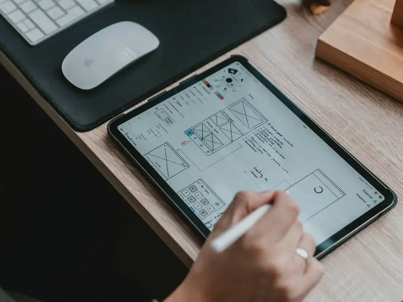 Designer sketching on a tablet