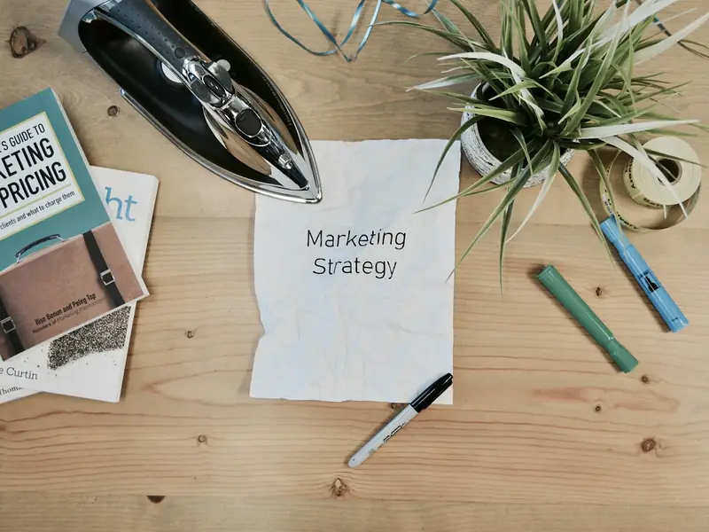 Marketing strategy notes on a desk