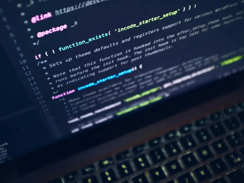 Code on a laptop screen