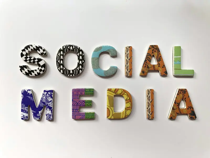 Letter tiles spelling social media