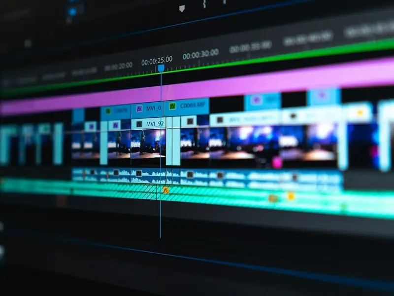 Video editing timeline on a monitor